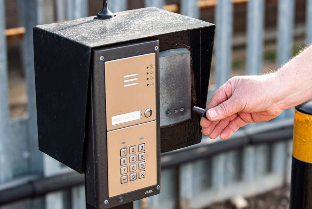 Key fob access to secure compound.